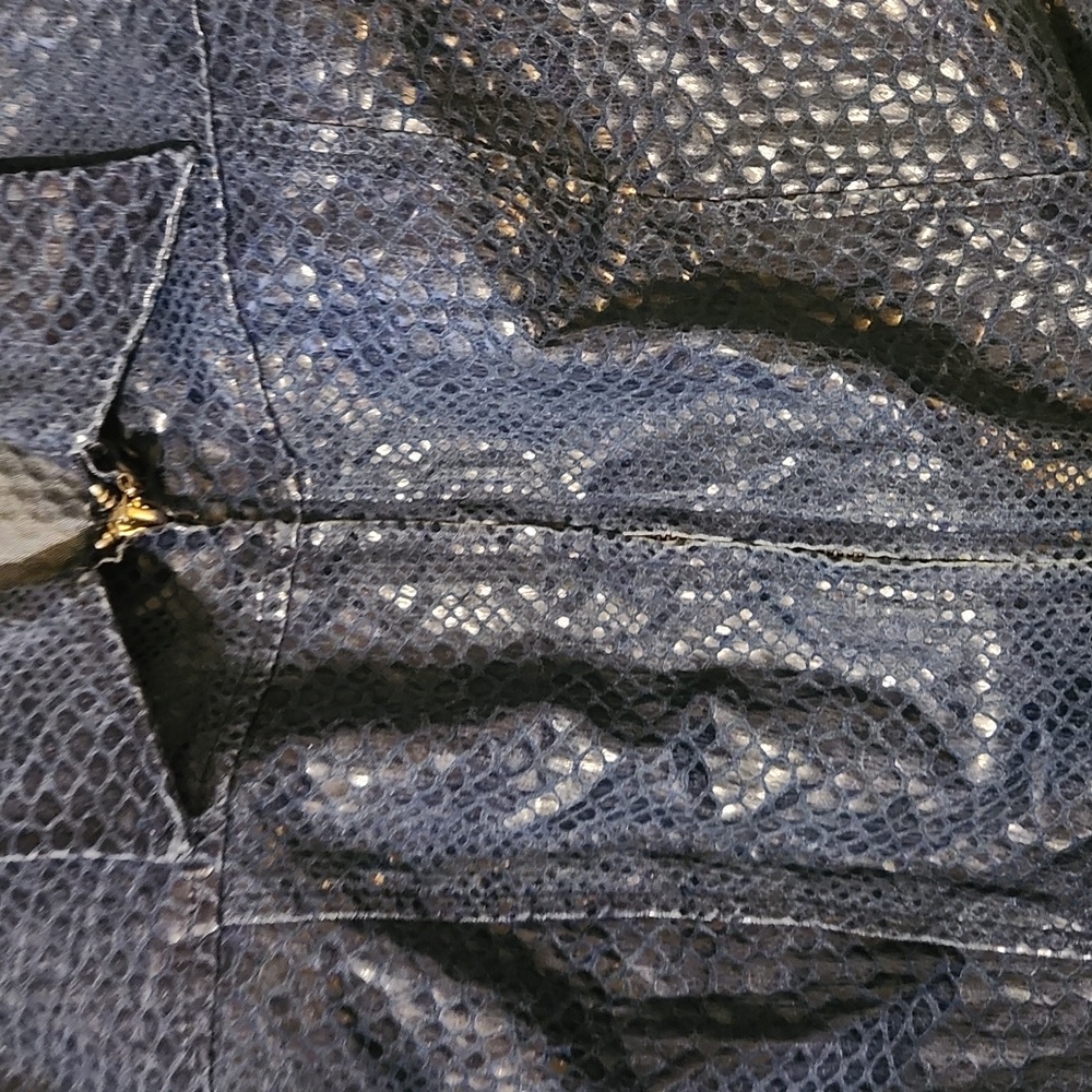 Y2k Baby Phat Blue Python-Print Leather Jacket - Picture 5 of 6